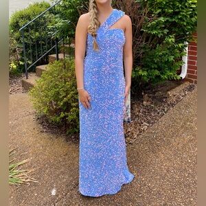 Sky Blue Sequin One-Shoulder Prom Dress